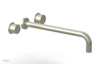 Phylrich Basic II 14"  Wall Lavatory Set - Smooth Handles 230-12-14 - Satin Nickel