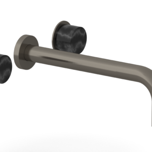 Phylrich Basic II 10″  Wall Lavatory Set – Black Marble Handles 230-13-10 – Pewter
