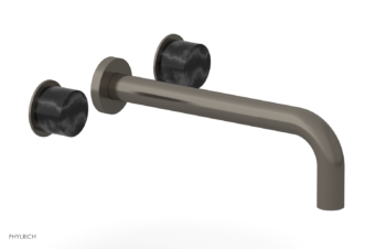 Phylrich Basic II 10"  Wall Lavatory Set - Black Marble Handles 230-13-10 - Pewter