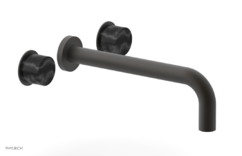 Phylrich Basic II 10"  Wall Lavatory Set - Black Marble Handles 230-13-10 - Oil Rubbed Bronze