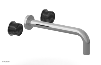 Phylrich Basic II 10"  Wall Lavatory Set - Black Marble Handles 230-13-10 - Polished Chrome
