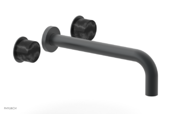 Phylrich Basic II 10"  Wall Lavatory Set - Black Marble Handles 230-13-10 - Gun Metal