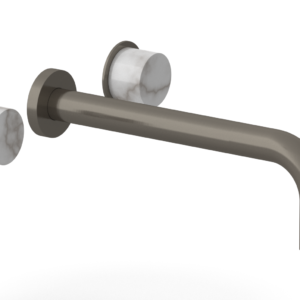 Phylrich Basic II 10″  Wall Lavatory Set – White Marble Handles 230-13-10 – Pewter