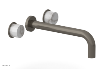 Phylrich Basic II 10"  Wall Lavatory Set - White Marble Handles 230-13-10 - Pewter