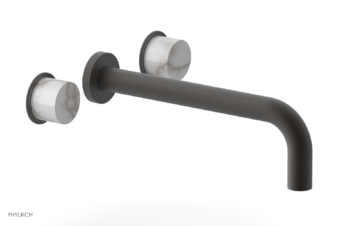 Phylrich Basic II 10"  Wall Lavatory Set - White Marble Handles 230-13-10 - Oil Rubbed Bronze