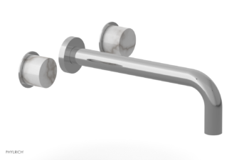 Phylrich Basic II 10"  Wall Lavatory Set - White Marble Handles 230-13-10 - Polished Chrome