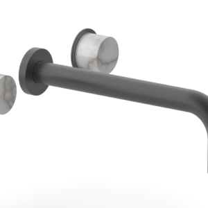 Phylrich Basic II 10″  Wall Lavatory Set – White Marble Handles 230-13-10 – Gun Metal