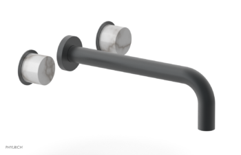 Phylrich Basic II 10"  Wall Lavatory Set - White Marble Handles 230-13-10 - Gun Metal