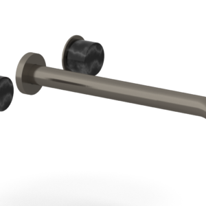 Phylrich Basic II 12″  Wall Lavatory Set – Black Marble Handles 230-13-12 – Pewter
