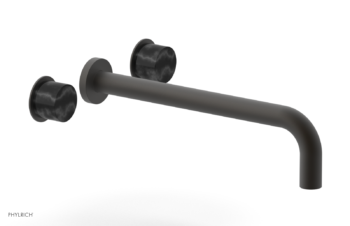 Phylrich Basic II 12"  Wall Lavatory Set - Black Marble Handles 230-13-12 - Oil Rubbed Bronze