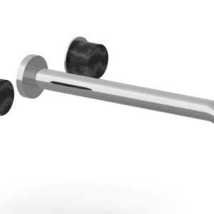 Phylrich Basic II 12″  Wall Lavatory Set – Black Marble Handles 230-13-12 – Polished Chrome