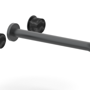 Phylrich Basic II 12″  Wall Lavatory Set – Black Marble Handles 230-13-12 – Gun Metal