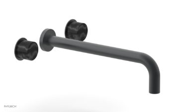 Phylrich Basic II 12"  Wall Lavatory Set - Black Marble Handles 230-13-12 - Gun Metal