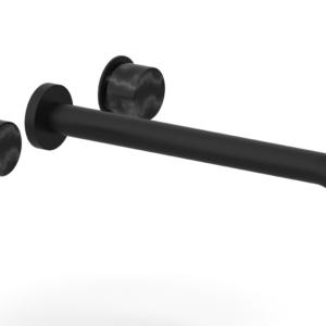 Phylrich Basic II 12″  Wall Lavatory Set – Black Marble Handles 230-13-12 – Matte Black
