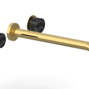Phylrich Basic II 12″  Wall Lavatory Set – Black Marble Handles 230-13-12 – Polished Gold