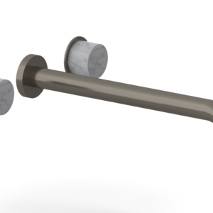 Phylrich Basic II 12″  Wall Lavatory Set – White Marble Handles 230-13-12 – Pewter