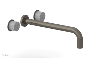 Phylrich Basic II 12"  Wall Lavatory Set - White Marble Handles 230-13-12 - Pewter