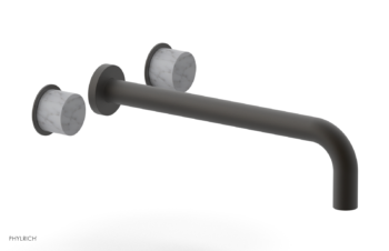 Phylrich Basic II 12"  Wall Lavatory Set - White Marble Handles 230-13-12 - Oil Rubbed Bronze