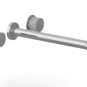 Phylrich Basic II 12″  Wall Lavatory Set – White Marble Handles 230-13-12 – Polished Chrome