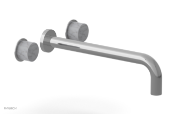 Phylrich Basic II 12"  Wall Lavatory Set - White Marble Handles 230-13-12 - Polished Chrome