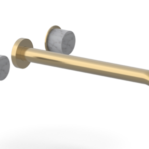 Phylrich Basic II 12″  Wall Lavatory Set – White Marble Handles 230-13-12 – Satin Brass