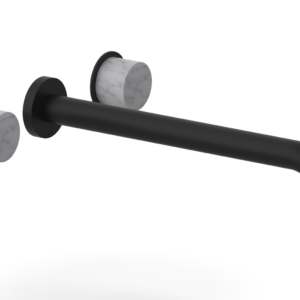 Phylrich Basic II 12″  Wall Lavatory Set – White Marble Handles 230-13-12 – Matte Black