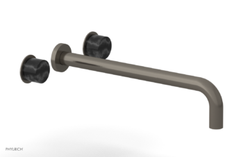 Phylrich Basic II 14"  Wall Lavatory Set - Black Marble Handles 230-13-14 - Pewter
