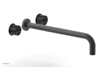 Phylrich Basic II 14"  Wall Lavatory Set - Black Marble Handles 230-13-14 - Gun Metal
