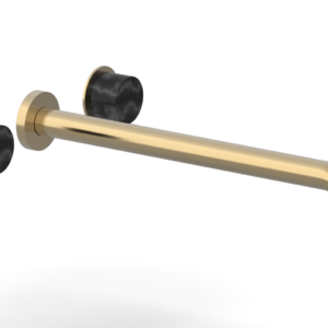 Phylrich Basic II 14″  Wall Lavatory Set – Black Marble Handles 230-13-14 – Satin Brass