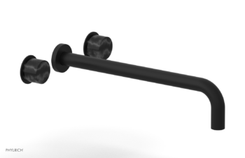 Phylrich Basic II 14"  Wall Lavatory Set - Black Marble Handles 230-13-14 - Matte Black