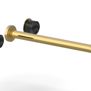 Phylrich Basic II 14″  Wall Lavatory Set – Black Marble Handles 230-13-14 – Polished Gold