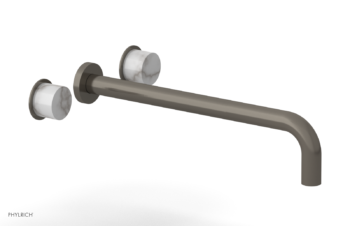 Phylrich Basic II 14"  Wall Lavatory Set - White Marble Handles 230-13-14 - Pewter