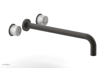 Phylrich Basic II 14"  Wall Lavatory Set - White Marble Handles 230-13-14 - Oil Rubbed Bronze