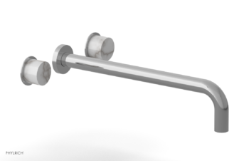 Phylrich Basic II 14"  Wall Lavatory Set - White Marble Handles 230-13-14 - Polished Chrome