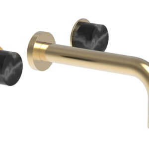 Phylrich BASIC II Wall Lavatory Set – Black Marble 230-13 – Satin Brass