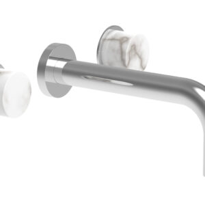 Phylrich BASIC II Wall Lavatory Set – White Marble 230-13 – Polished Chrome