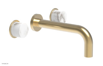 Phylrich BASIC II Wall Lavatory Set - White Marble 230-13 - Satin Brass