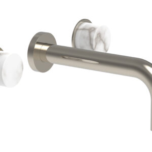 Phylrich BASIC II Wall Lavatory Set – White Marble 230-13 – Polished Nickel