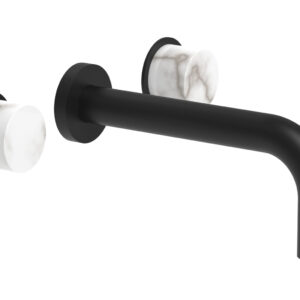 Phylrich BASIC II Wall Lavatory Set – White Marble 230-13 – Matte Black