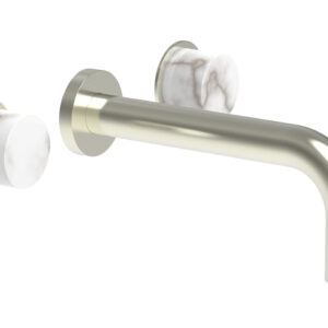 Phylrich BASIC II Wall Lavatory Set – White Marble 230-13 – Satin Nickel