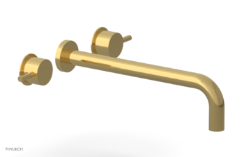 Phylrich Basic II 12"  Wall Lavatory Set - Lever Handles 230-14-12 - Polished Gold