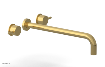 Phylrich Basic II 14"  Wall Lavatory Set - Lever Handles 230-14-14 - Polished Gold