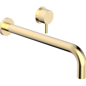 Phylrich Basic II 12″ Single Handle Wall Lavatory Set – Lever Handle 230-15-12 – Satin Brass