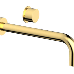 Phylrich Basic II 10″ Single Handle Wall Lavatory Set – Smooth Handle 230-16-10 – Polished Gold