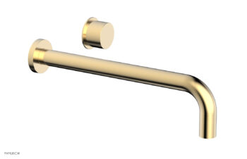 Phylrich Basic II 12" Single Handle Wall Lavatory Set - Smooth Handle 230-16-12 - Satin Brass