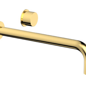 Phylrich Basic II 12″ Single Handle Wall Lavatory Set – Smooth Handle 230-16-12 – Polished Gold