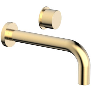 Phylrich Basic II Single Handle Wall Lavatory Set – Smooth Handle 230-16 – Satin Brass