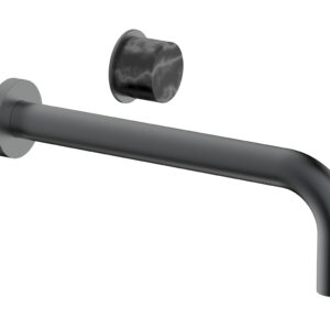 Phylrich Basic II 10″ Single Handle Wall Lavatory Set – Black Marble Handle 230-17-10 – Gun Metal