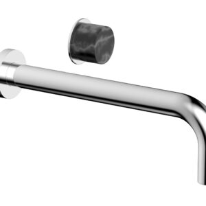 Phylrich Basic II 10″ Single Handle Wall Lavatory Set – Black Marble Handle 230-17-10 – Polished Chrome