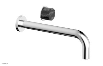 Phylrich Basic II 10" Single Handle Wall Lavatory Set - Black Marble Handle 230-17-10 - Polished Chrome
